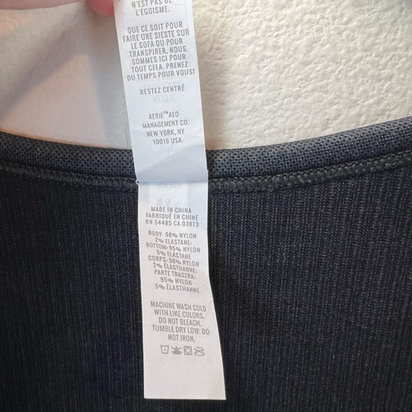 Offline By Aerie Womens Seamless Cable Square Neck Ribbed Top Shirt Black NEW XL - Picture 7 of 15